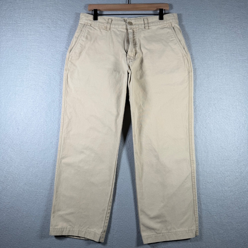 Patagonia Mens Organic Cotton Canvas Trousers Tan Khaki Straight Leg Pants 34x27